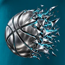 Kovový basketbalový míč s elektrickými střepy