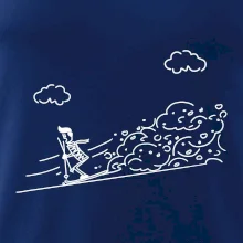 Kreslený lyžař na horách