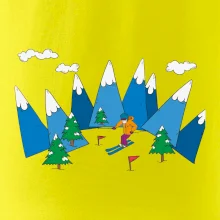 Lyžař a barevné hory