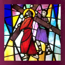 Vitráž - Ježíš a kříž