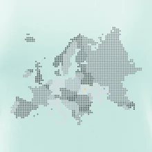 Mapa Evropy - srdce v Ukrajině