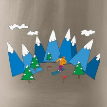 Lyžař a barevné hory