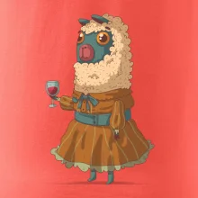 Alpaka s vínem žena