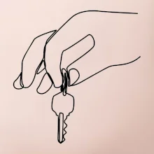 Klíče a ruka jedním tahem