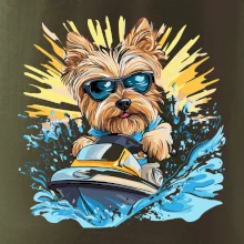 Yorkšírský teriér na vodním skútru