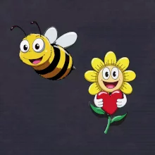 Parové triko - Včela a květina