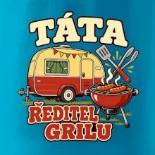 Táta ředitel grilu rodinné kempování s karavanem