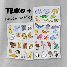 Tričko + 42 nažehlovacích zvířátek