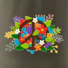 Peace symbol prorostlý květinami