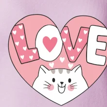 Kočka love - růžové srdce