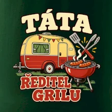 Táta ředitel grilu rodinné kempování s karavanem