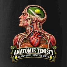 Anatomie tenisty hlava v autu srdce na kurtu