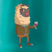 Alpaka s vínem muž