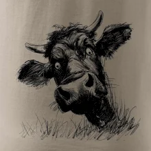 Černobílá karikatura černá kráva hlava