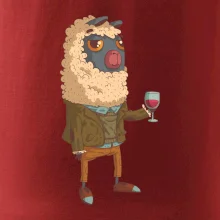 Alpaka s vínem muž