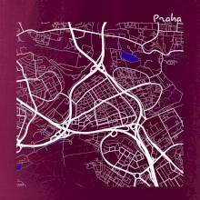 Praha - 14100 mapa s vodními toky