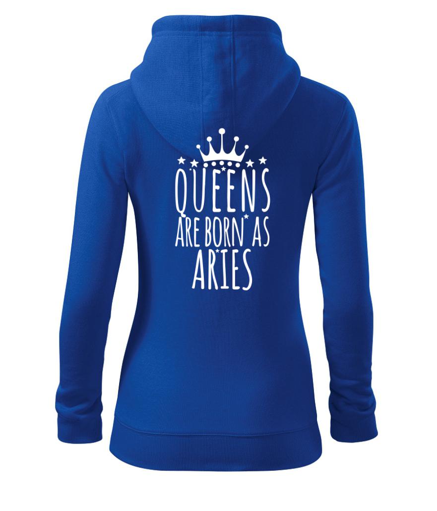 Queens are born as Aries - Beran - Dámská mikina trendy zipper s kapucí