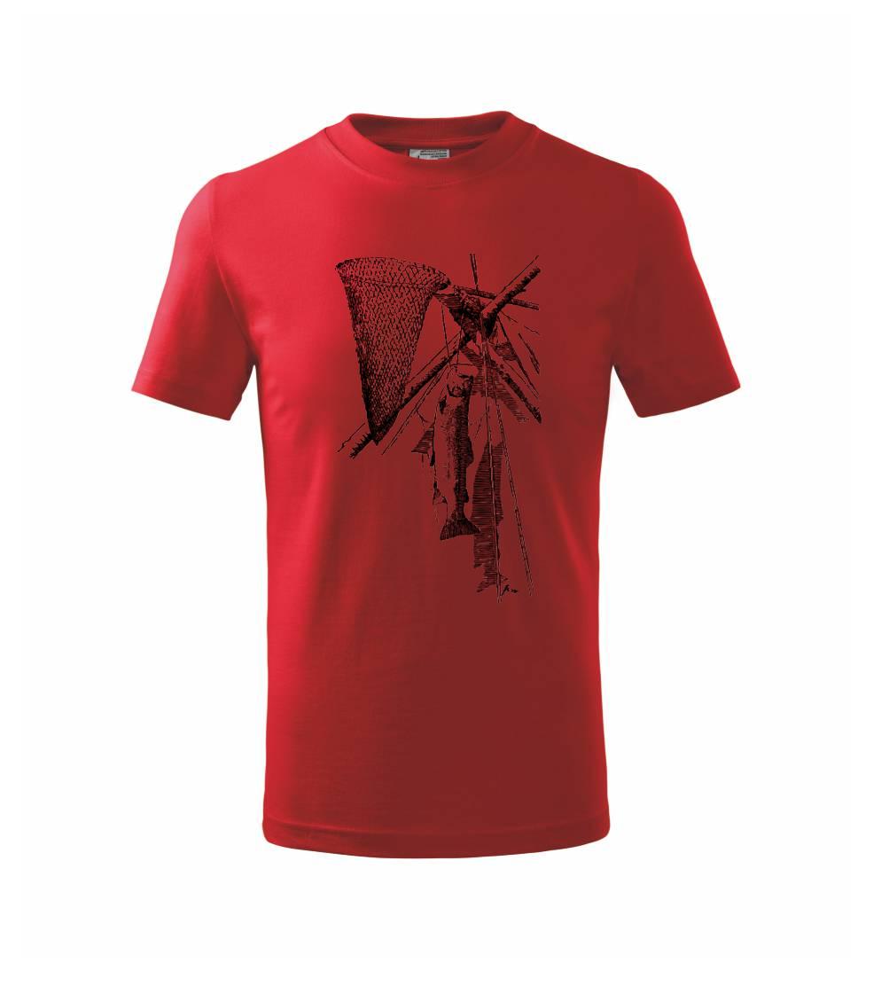 Kreslený podběrák a chycená ryba