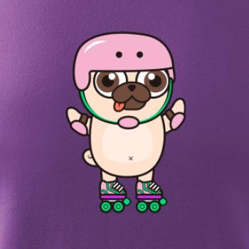 Mops a kolečkové brusle