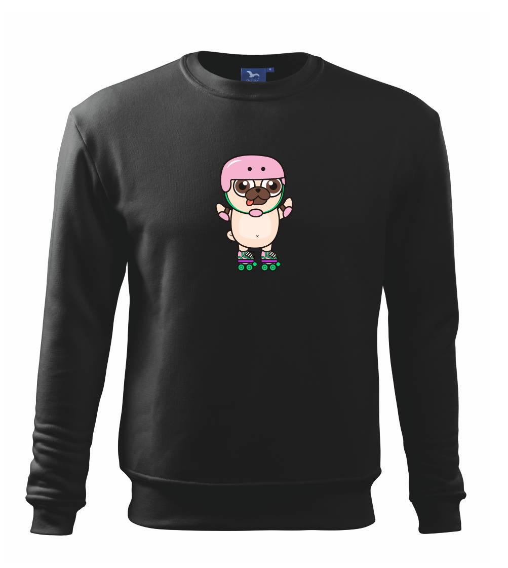 Mops a kolečkové brusle