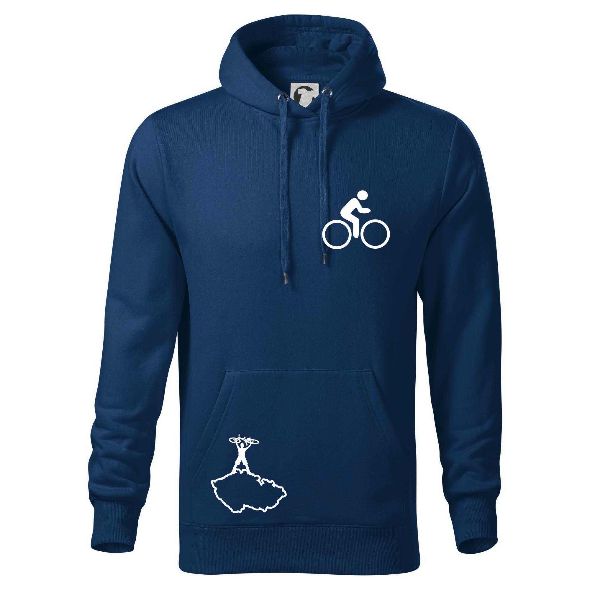 Mapa ČR + kolo na prsu - Mikina pánská Cape s kapucí - 4XL ( Půlnoční modrá )