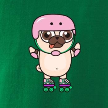 Mops a kolečkové brusle