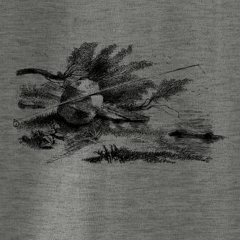 Kreslený prut opřený o kámen