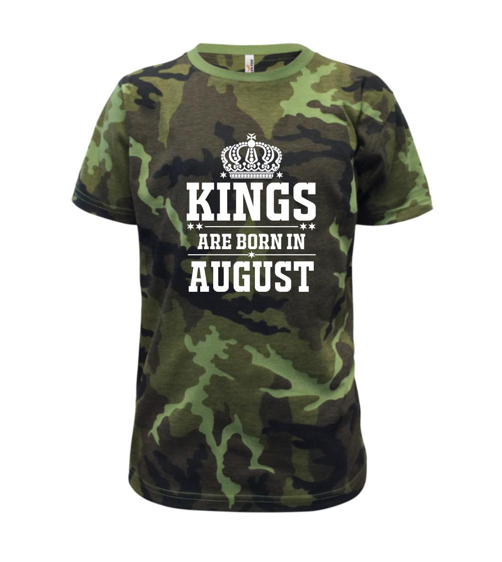 Kings are born in August - Dětské maskáčové triko