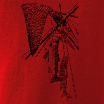 Kreslený podběrák a chycená ryba