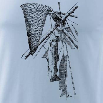 Kreslený podběrák a chycená ryba