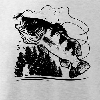 Rybář na břehu rybníka muškaří