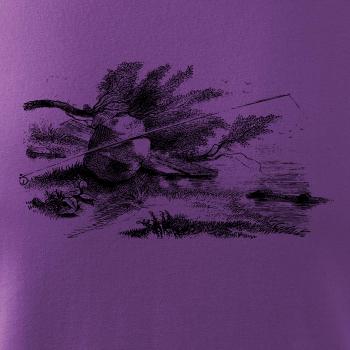 Kreslený prut opřený o kámen