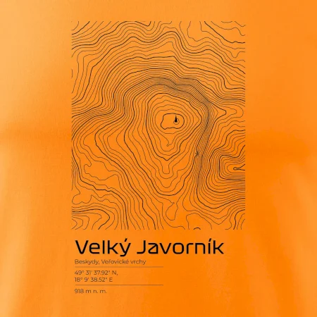 Velký Javorník - vrstevnice v obdélníku