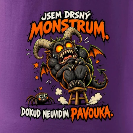 Drsné rohaté monstrum se bojí pavoučka