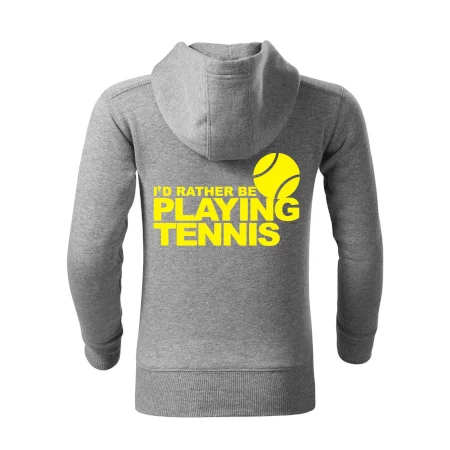 Playing tennis