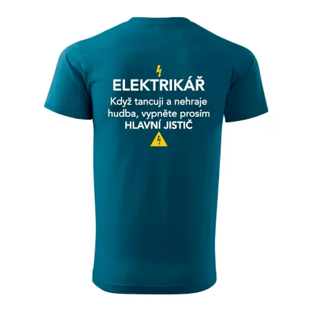 Elektrikář - hlavní jistič - Nápis na zádech