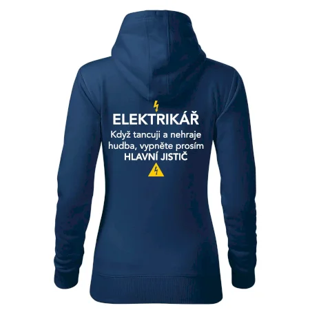 Elektrikář - hlavní jistič - Nápis na zádech