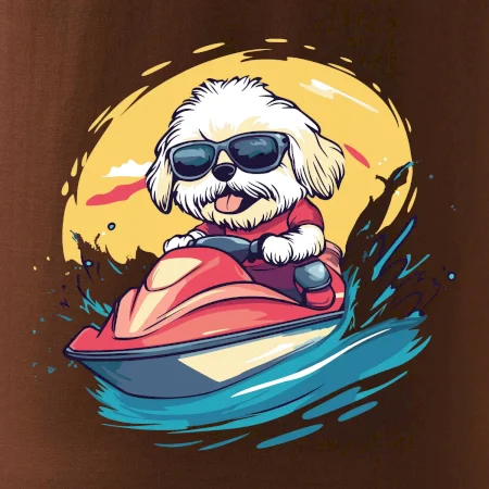 Lhasa Apso na vodním skútru