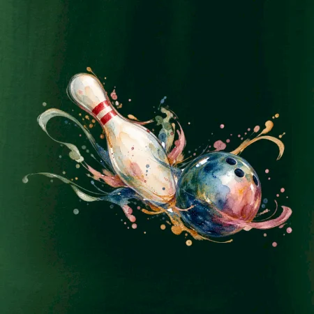 Bowling akvarelová koule a kuželka