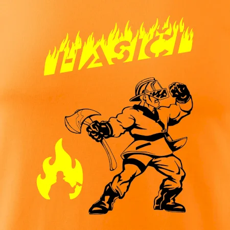 Hasič stojící - nápis hasiči - Velký nápis  na zádech