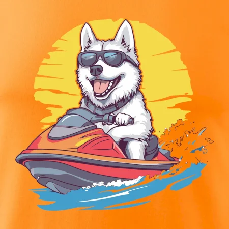 Husky na vodním skútru