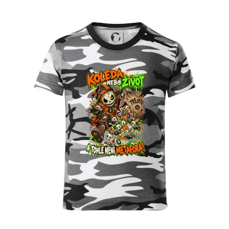Halloweenský koledník s pytlem strašidelných sladkostí