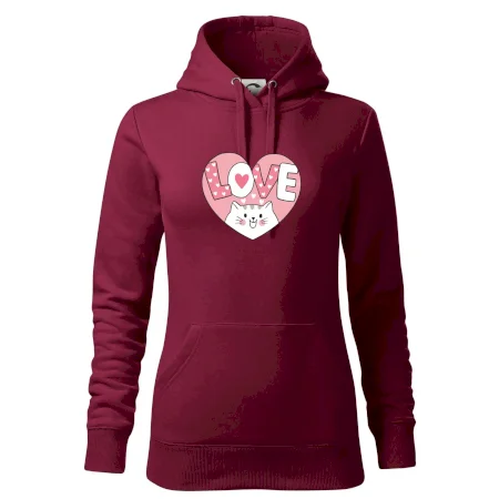 Kočka love - růžové srdce
