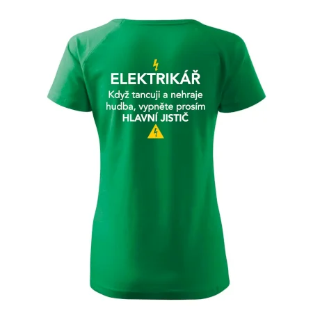 Elektrikář - hlavní jistič - Nápis na zádech