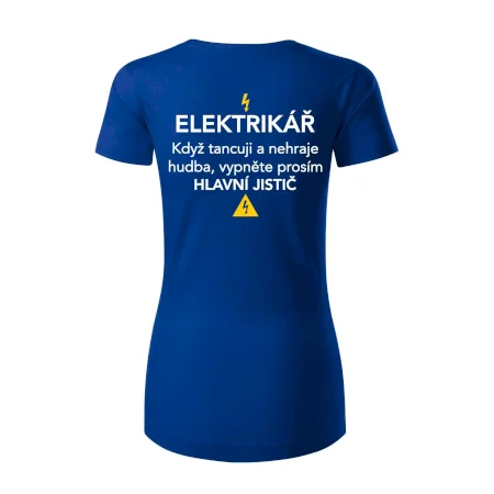 Elektrikář - hlavní jistič - Nápis na zádech