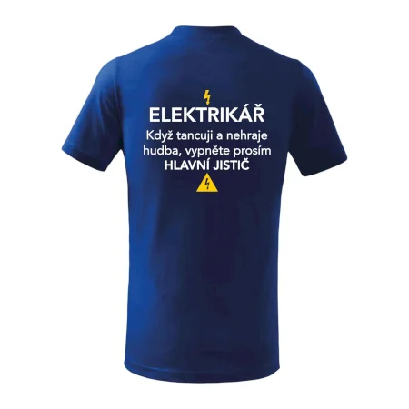 Elektrikář - hlavní jistič - Nápis na zádech