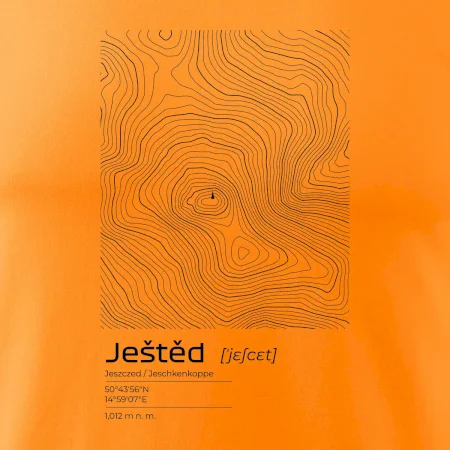 Ještěd - vrstevnice v obdélníku