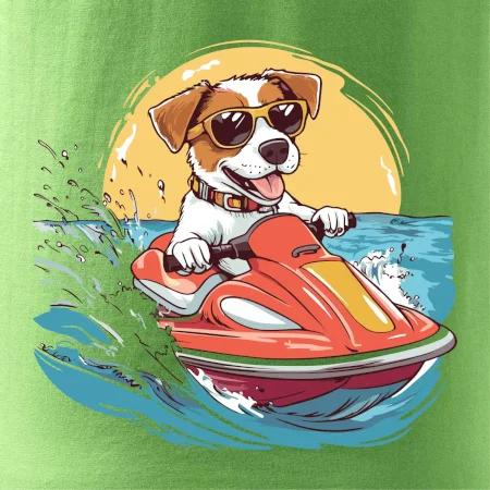 Jack russell teriér na vodním skútru