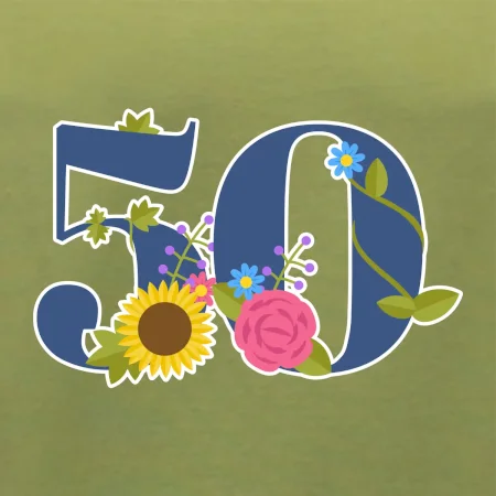 Květinové číslo kreslené - 50