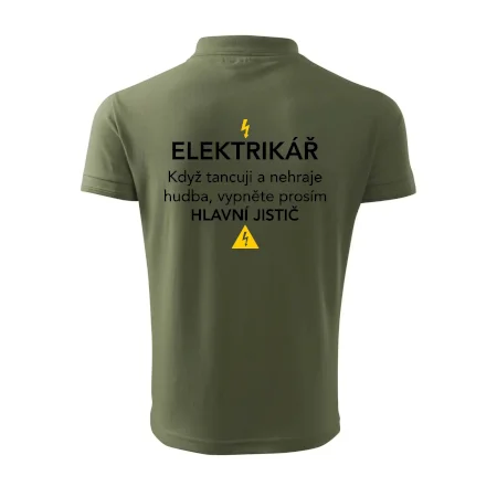 Elektrikář - hlavní jistič - Nápis na zádech